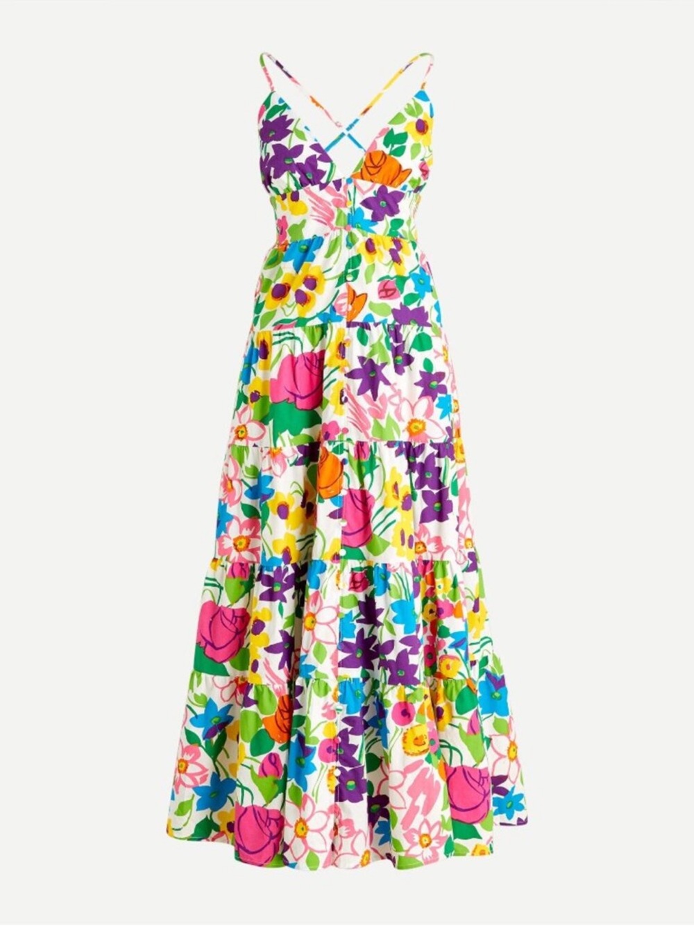 J. Crew Cotton-poplin button-up dress in vibrant garden Size Medium
